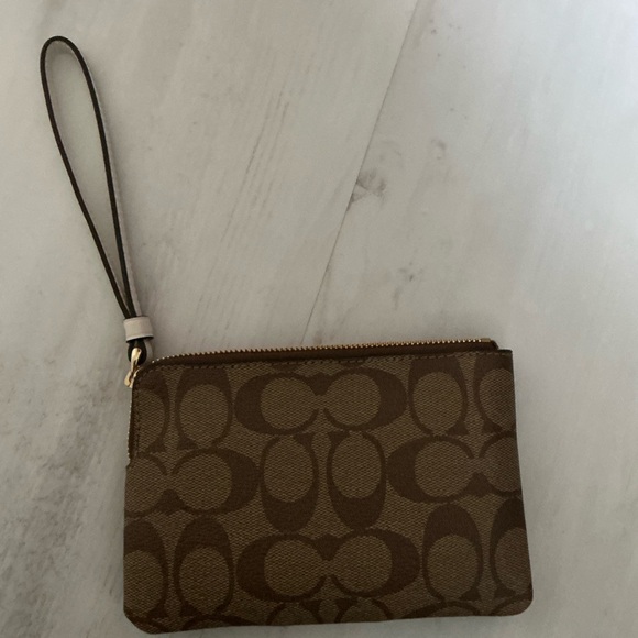 Coach Signature Brown and Cream Wristlet - Picture 6 of 8